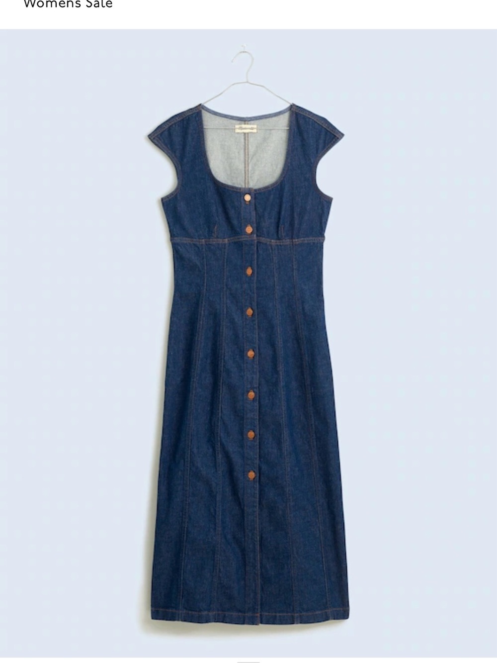 NWT Madewell Dark Blue Denim square neck denim midi dress